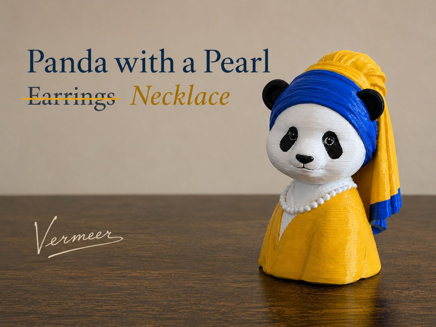 Panda with a Pearl Necklace – Vermeer Inspired
