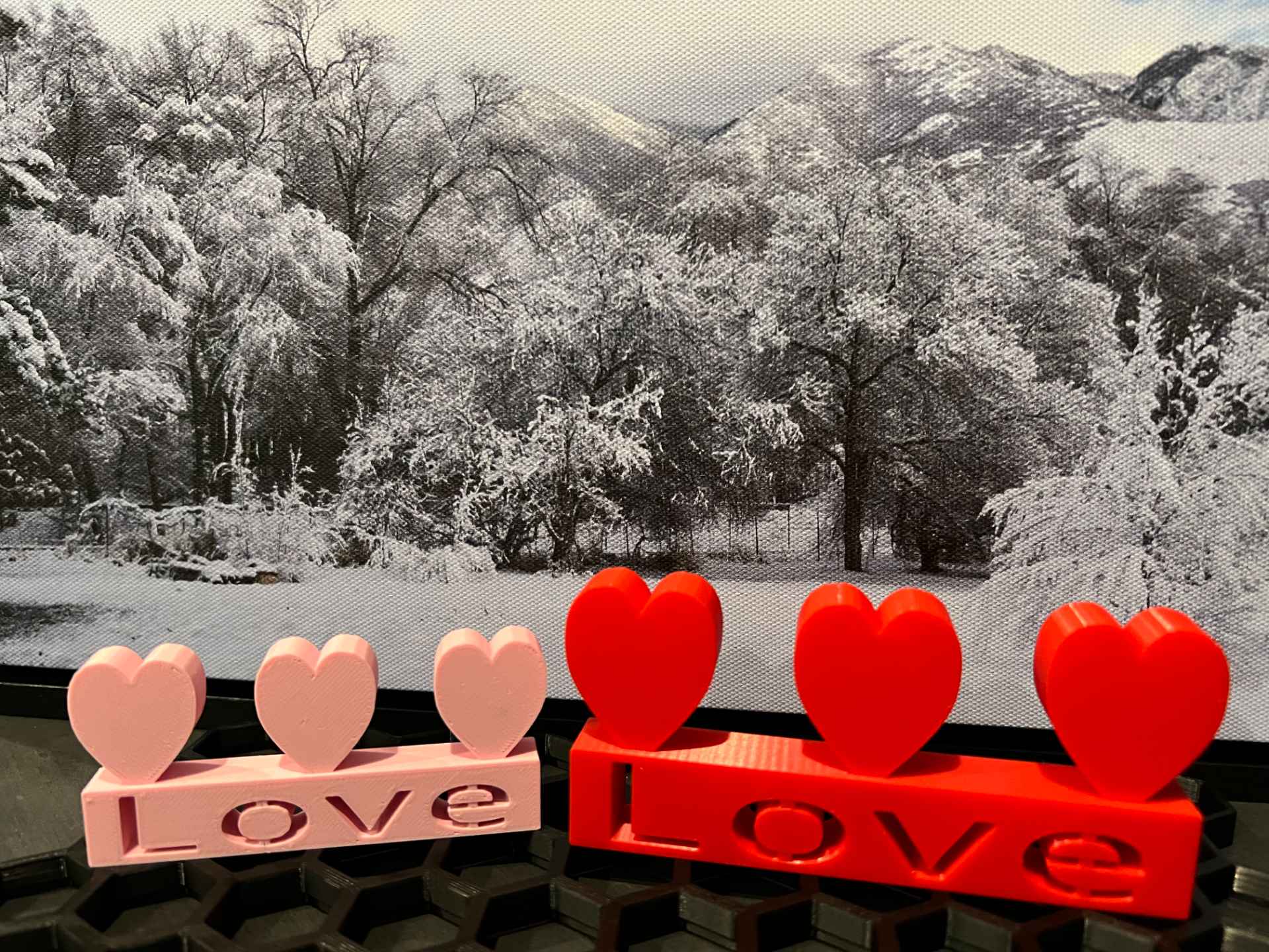 Valentine's Day Love plaque with 3 hearts on top