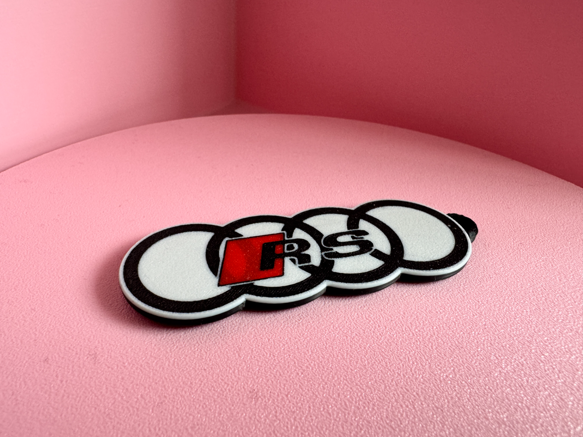 Rounded Audi RS Keychain