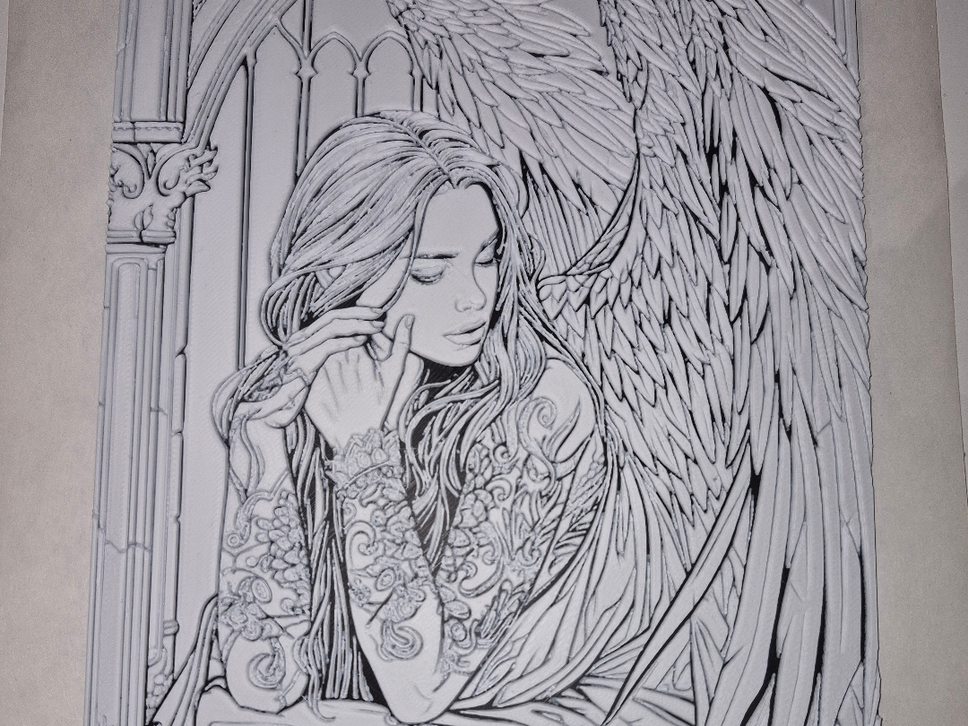 Sacred Serenity High-Detail Pensive Angel Relief