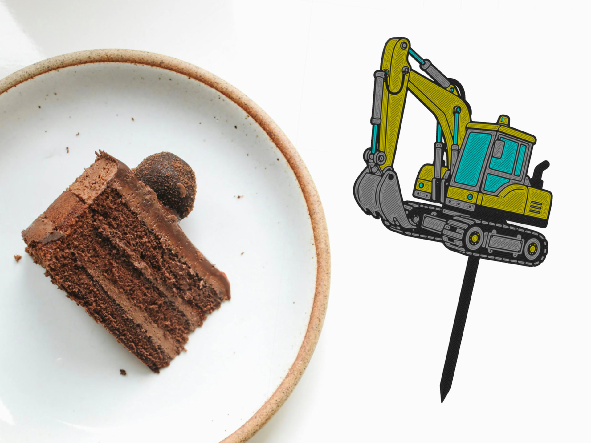 Excavator cake topper