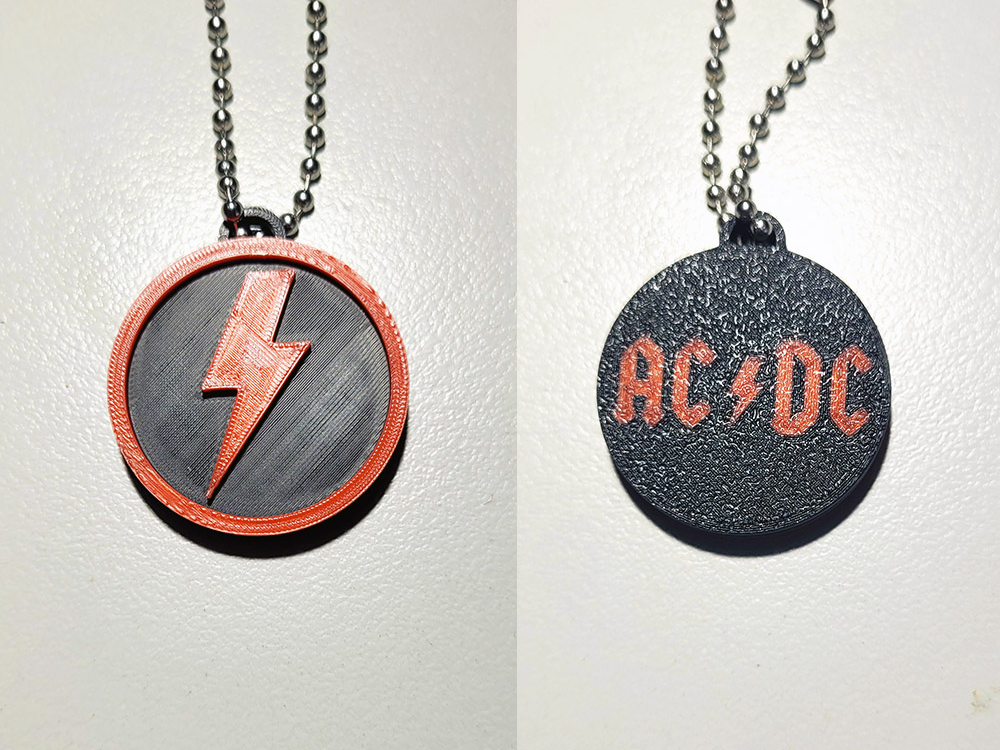 AC/DC Lightning Bolt Double Sided Keychain