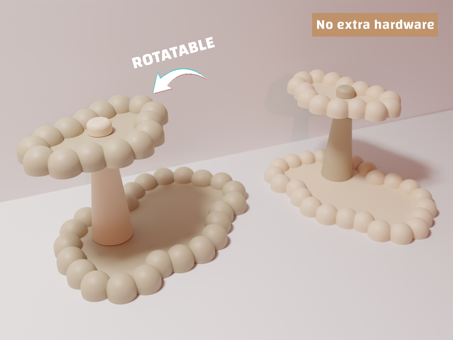 Aesthetic two tiered bubbles jewelry snacks tray