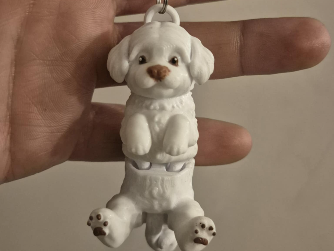 Maltese Keychain – Articulated pet friend