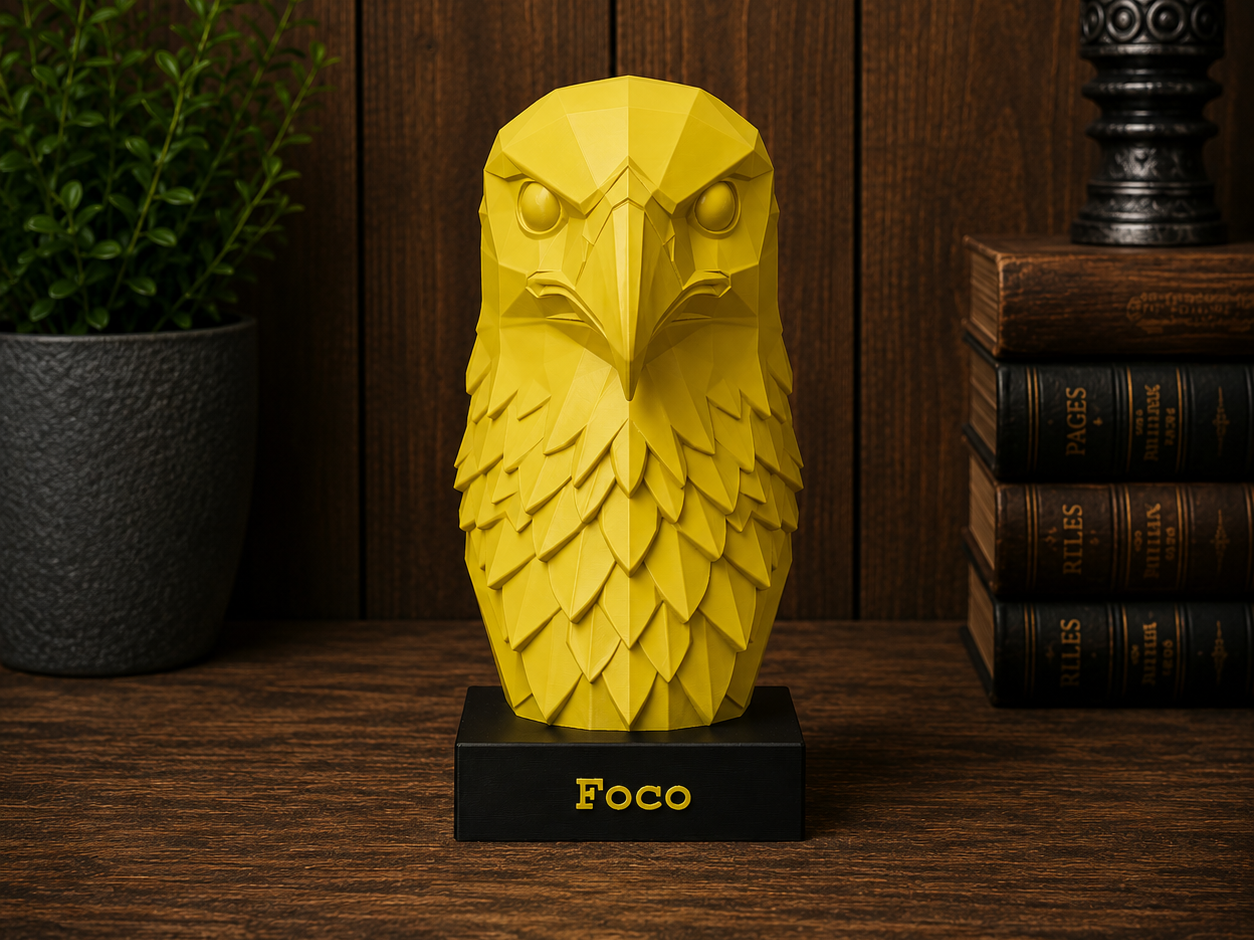 Águia Low Poly Foco - Multi Partes