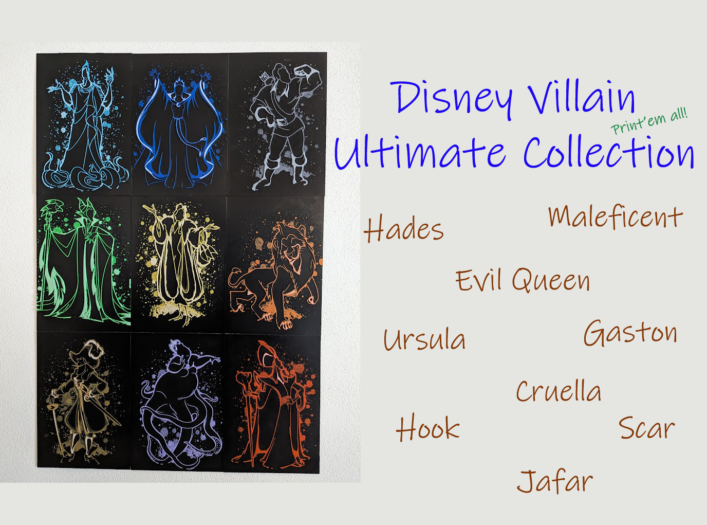 Disney Villains - a collection of Disney villain images to print and hang on your wall
