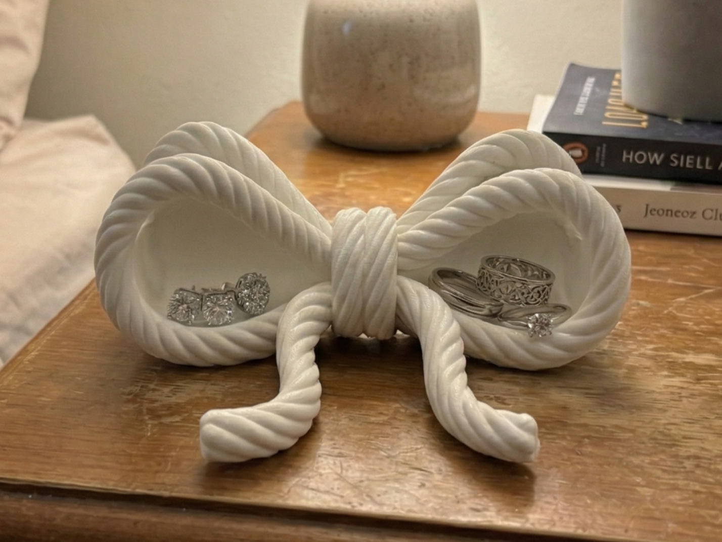 Rope Bow Jewelry Dish Coquette Trinket Tray