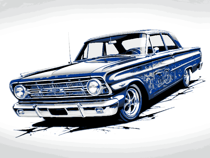 Hueforge art - Muscle car Series -  1964 Ford Fairlane Thunderbolt