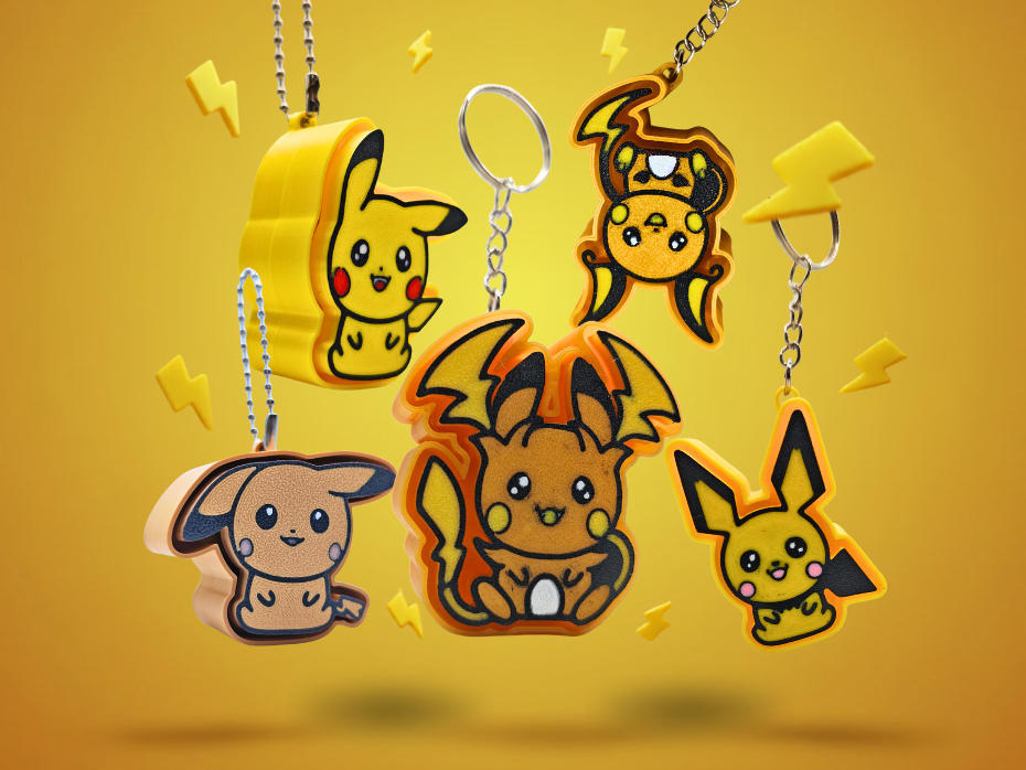 Pikachu Evolution Line Sitting Chibi Clickers