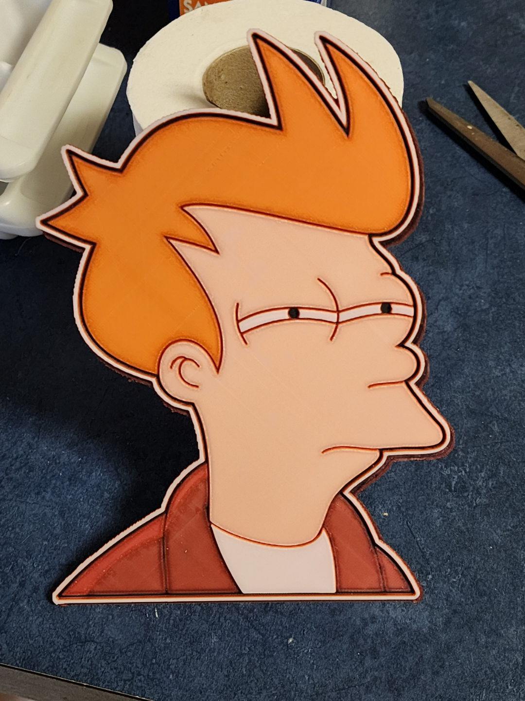 Fry "Not sure" meme from Futurama, 5 colors with 1 AMS. HueForge