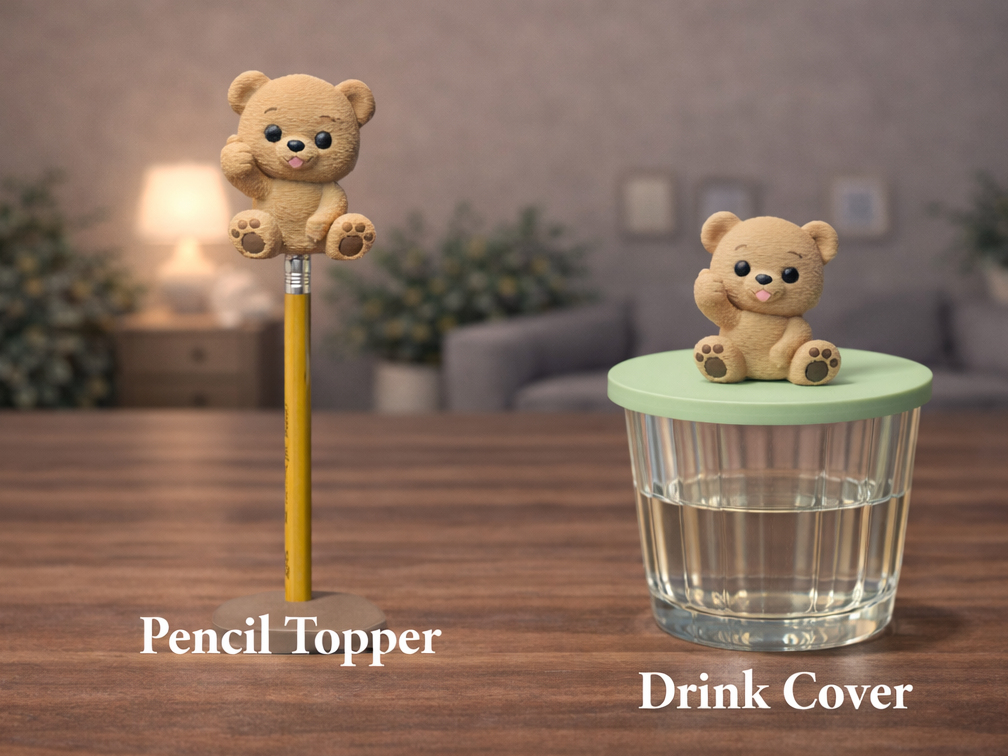 Thumbs Up Teddy Pencil Topper & Drink Cover