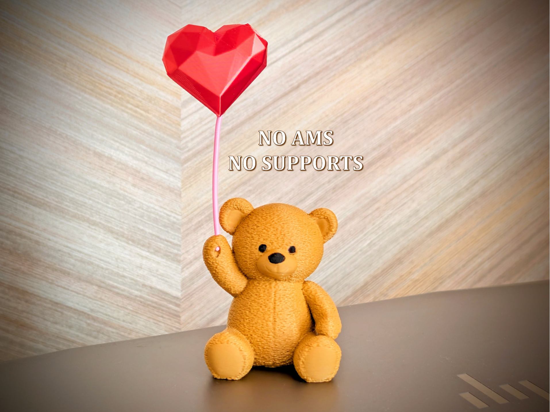 Teddy with Heart Balloon – No Support & No AMS