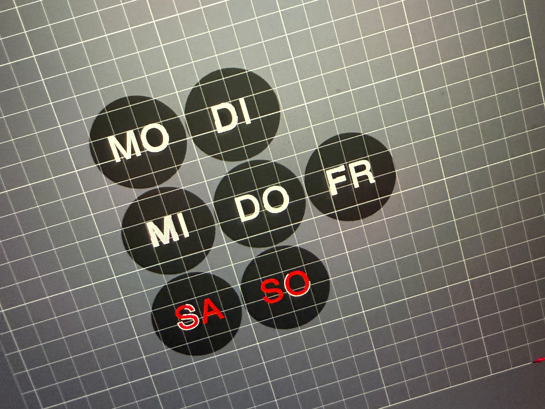 Kühlschrankmagnet Montag bis Sonntag MO-SO 8x3mm