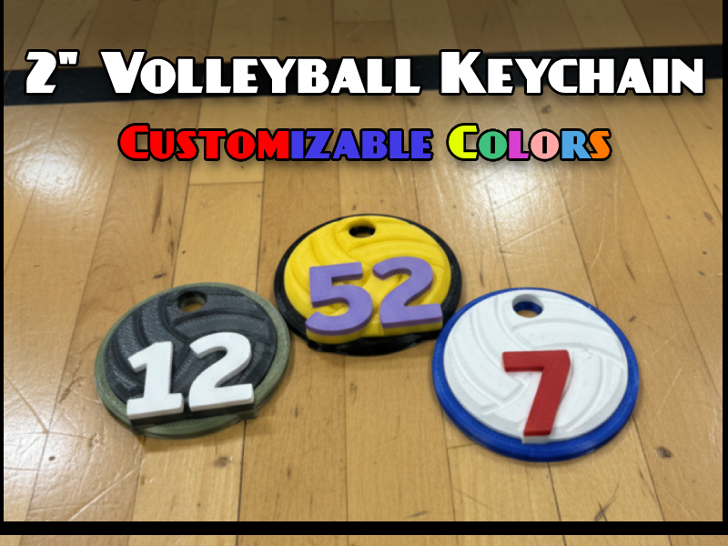 Volleyball Jersey Keychain - Numbers 0-99 & 00-09