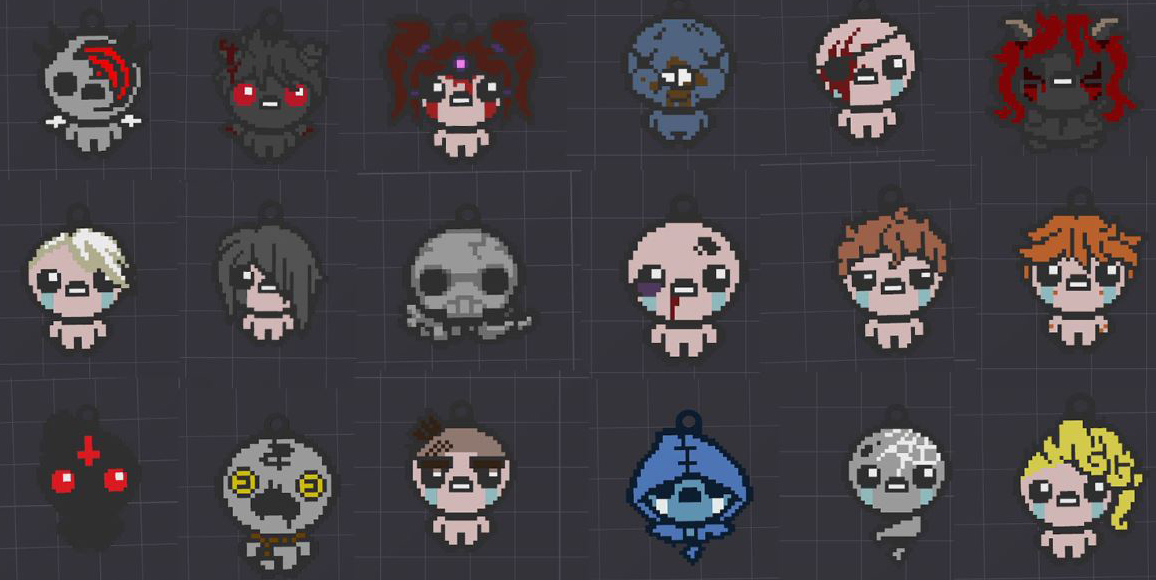 The Binding of Isaac Tainted Character Keychains