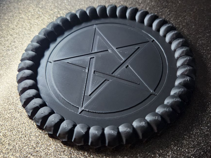 Pentagram Coaster With Gothic Skulls