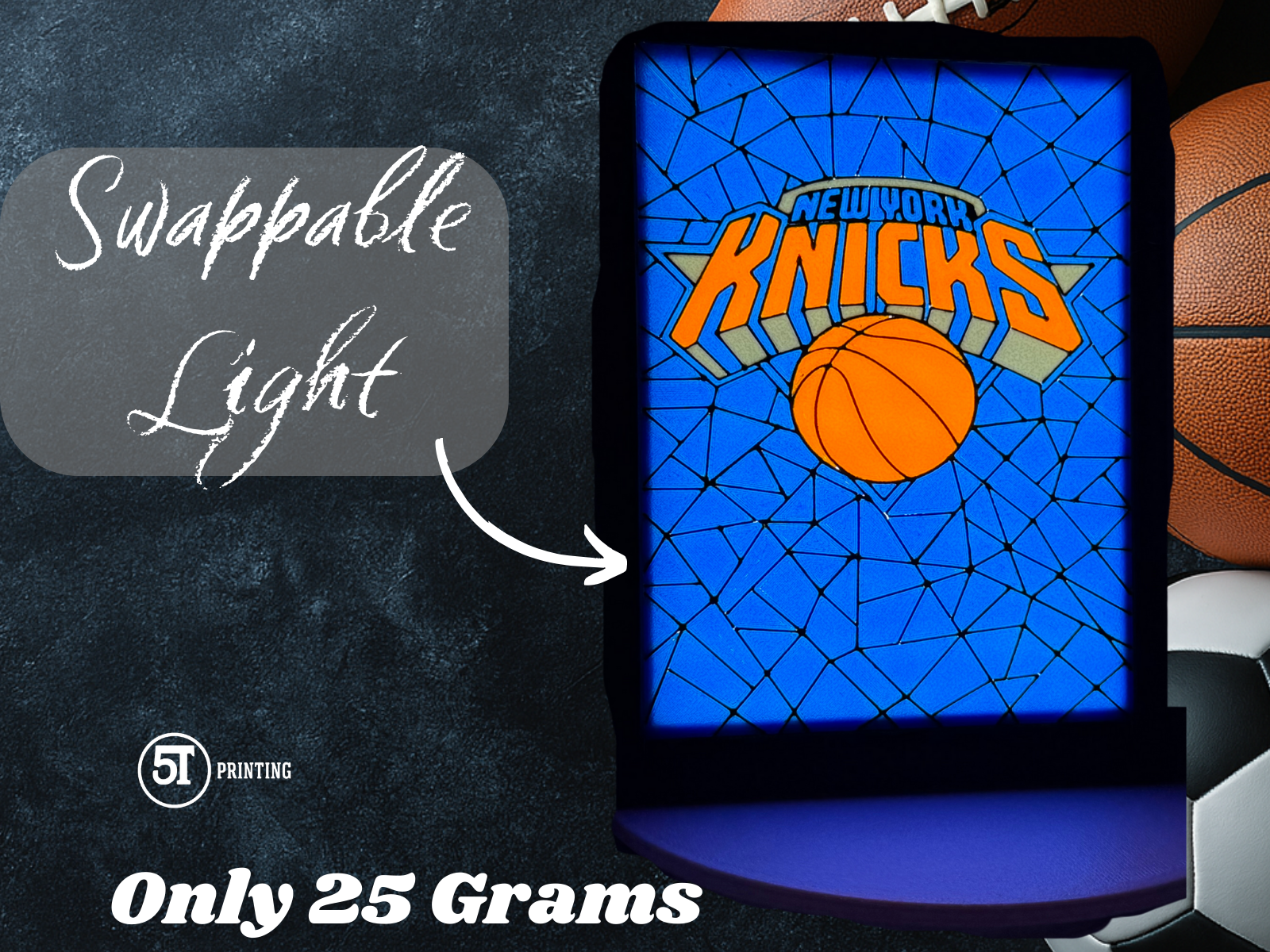 New York Knicks light (swappable glass)