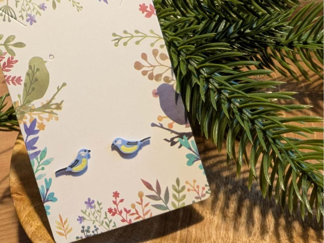 titmouse bird earring stud