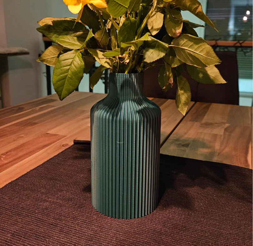 Modern Vase: ribbed bottle