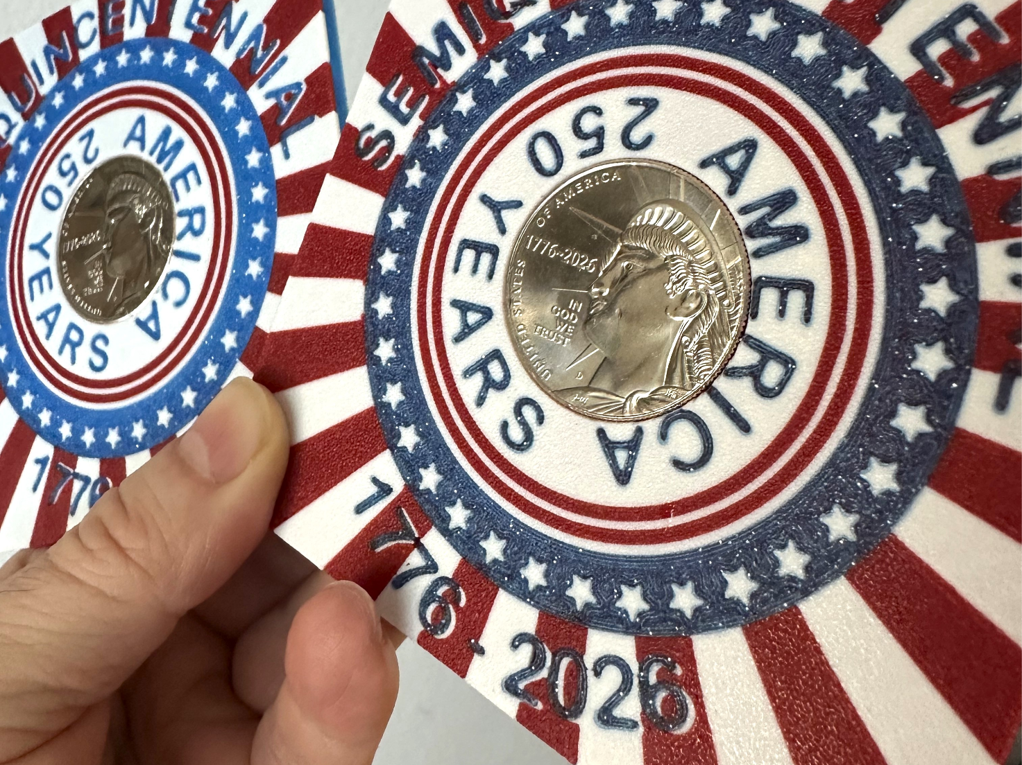 Coaster for America's 250th w/embeded 50 cent