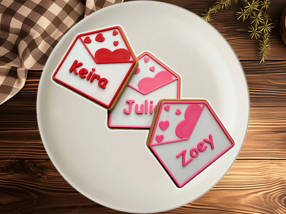 Valentine's Day Envelope Sugar Cookie Customizable