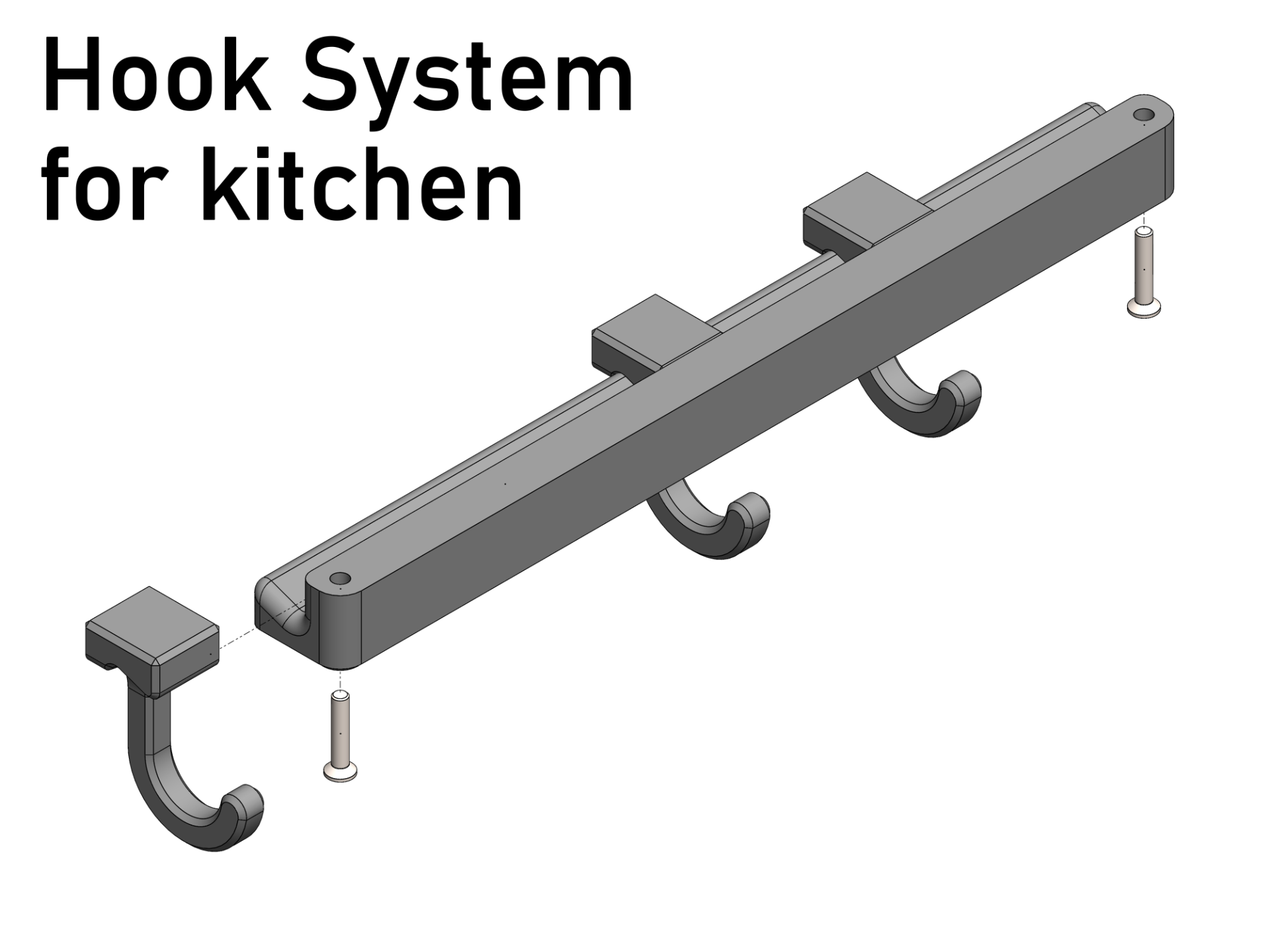 Hook system for kitchen