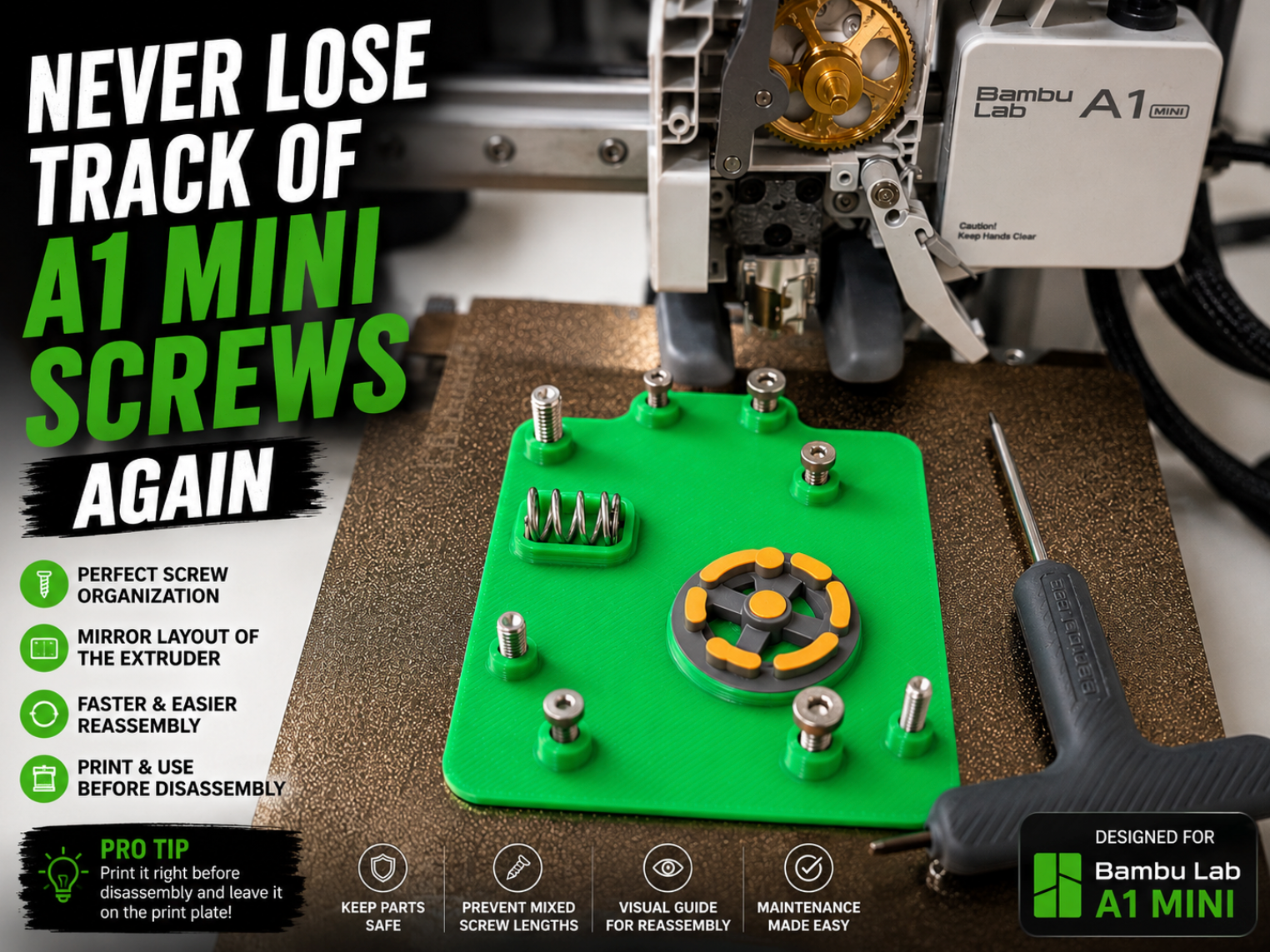 A1 Mini Extruder Screw Organizer & Assembly Guide