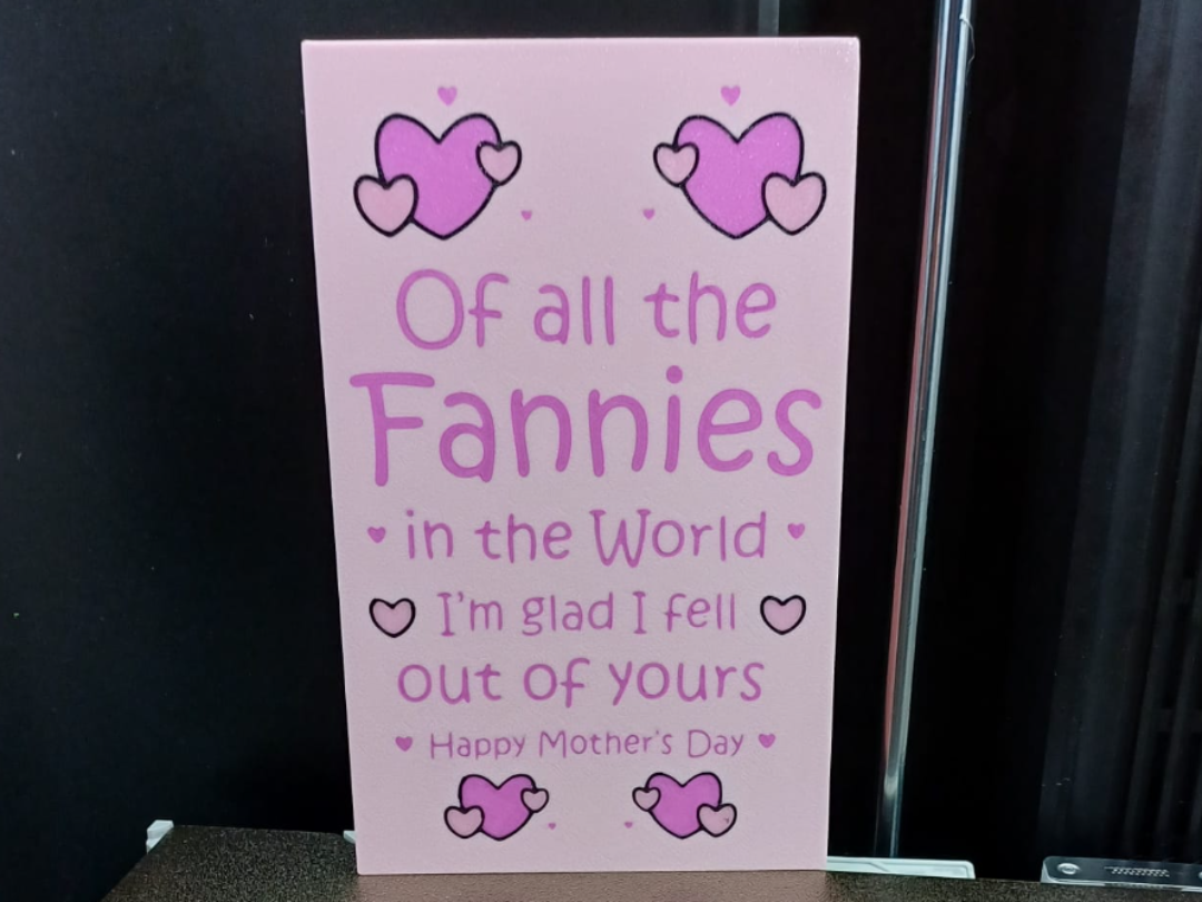 Funny Mother’s Day Sign – “Of All the Fannies”