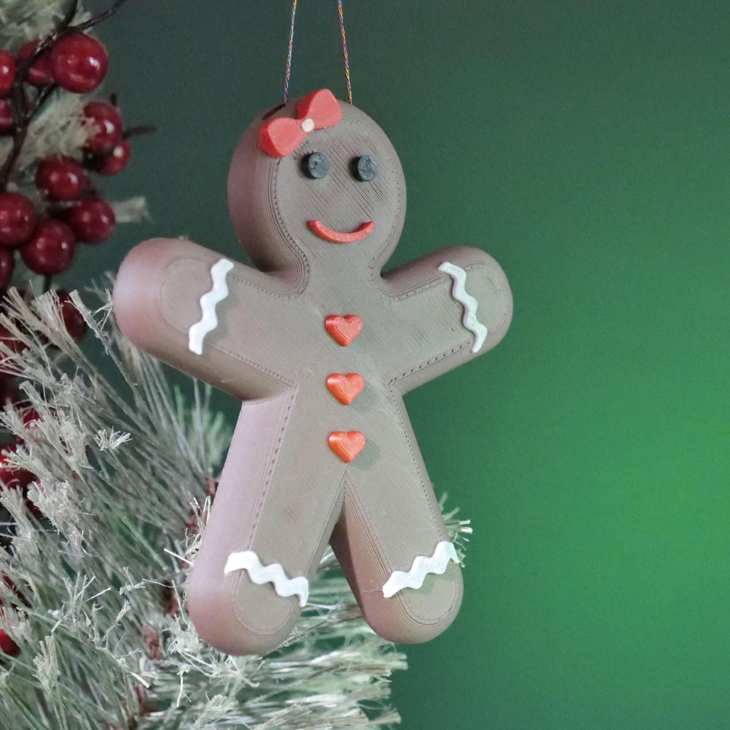 Gingerbread Girl / Woman Ornament with Bow