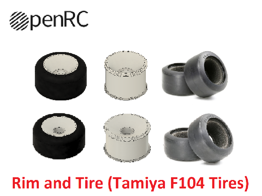 Rim and Tire (Tamiya F104) for OpenRC Kart - Clean