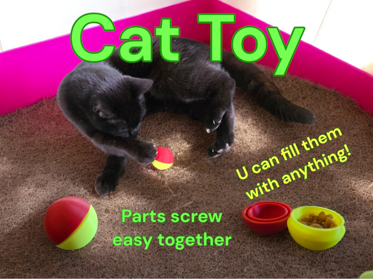 Cat toy - ball - (2 parts screw together!) 40mm