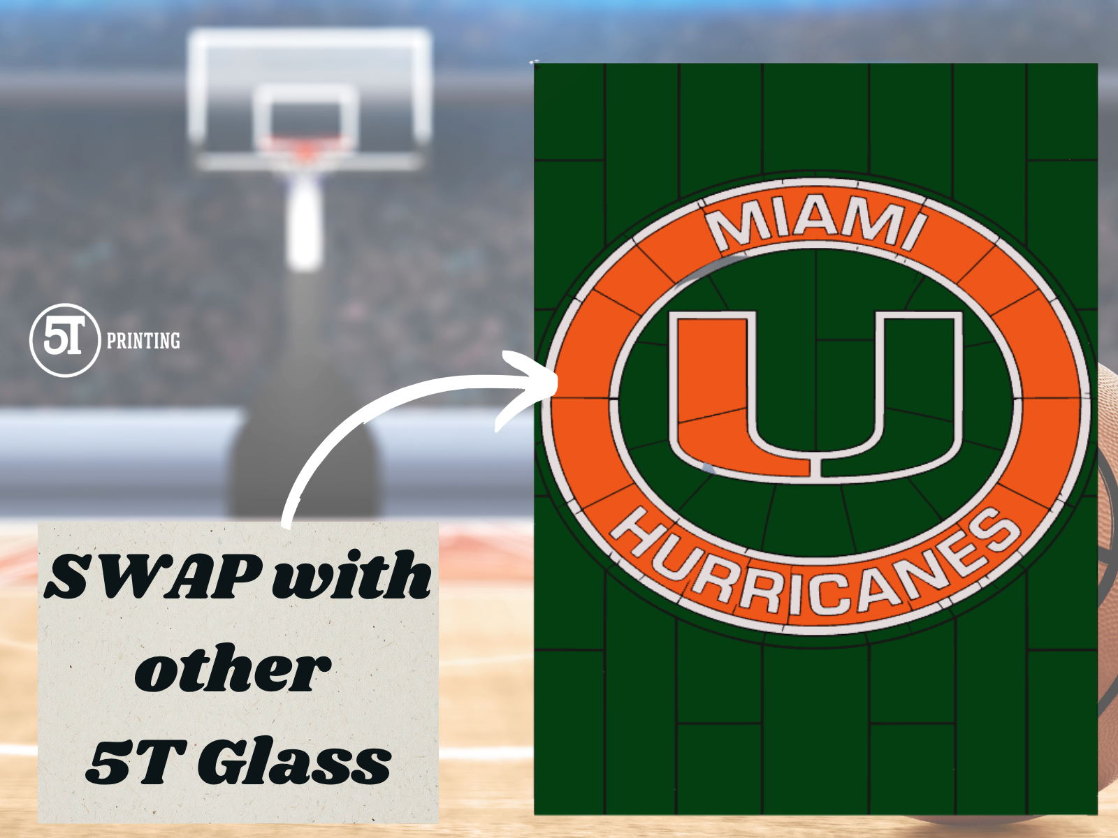 Miami (FL) Hurricanes light (swappable glass)