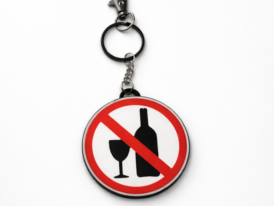 No Drinking keychain