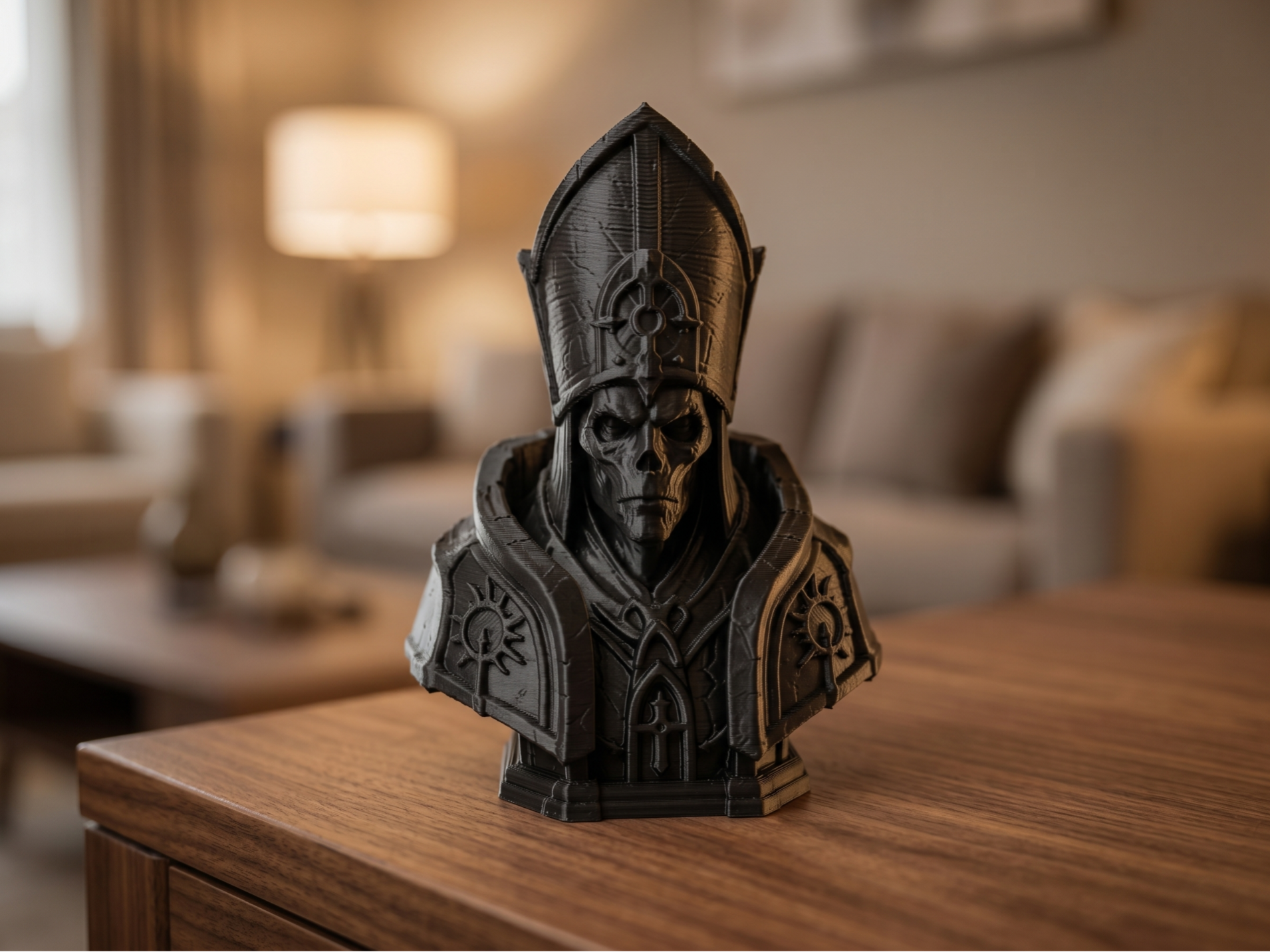Undead Priest Bust - Dark Fantasy Decor