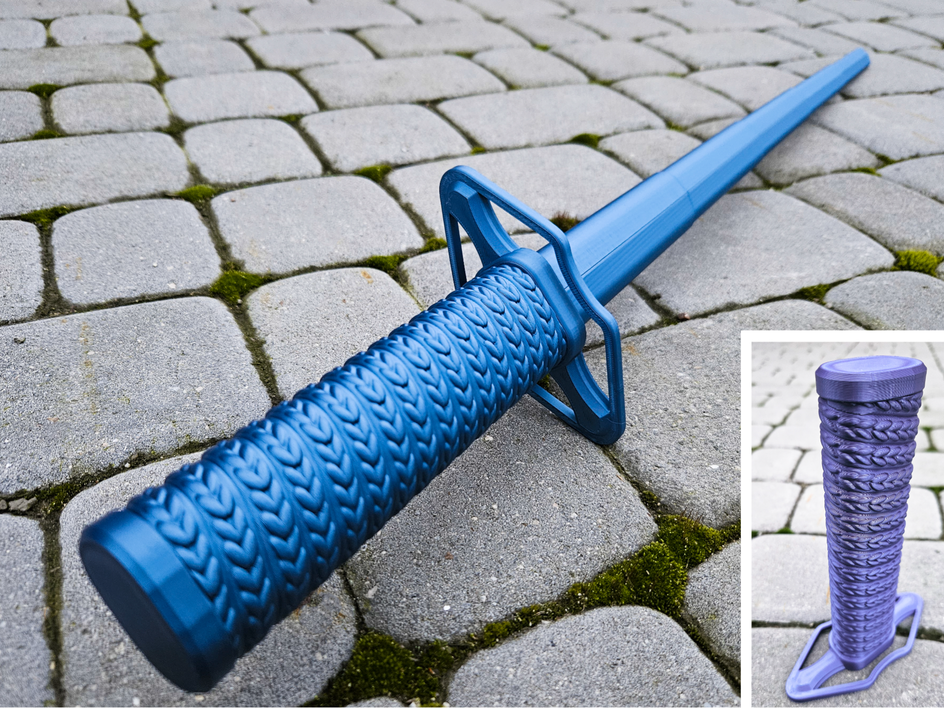 Knitted Blue Silver Collapsible Sword