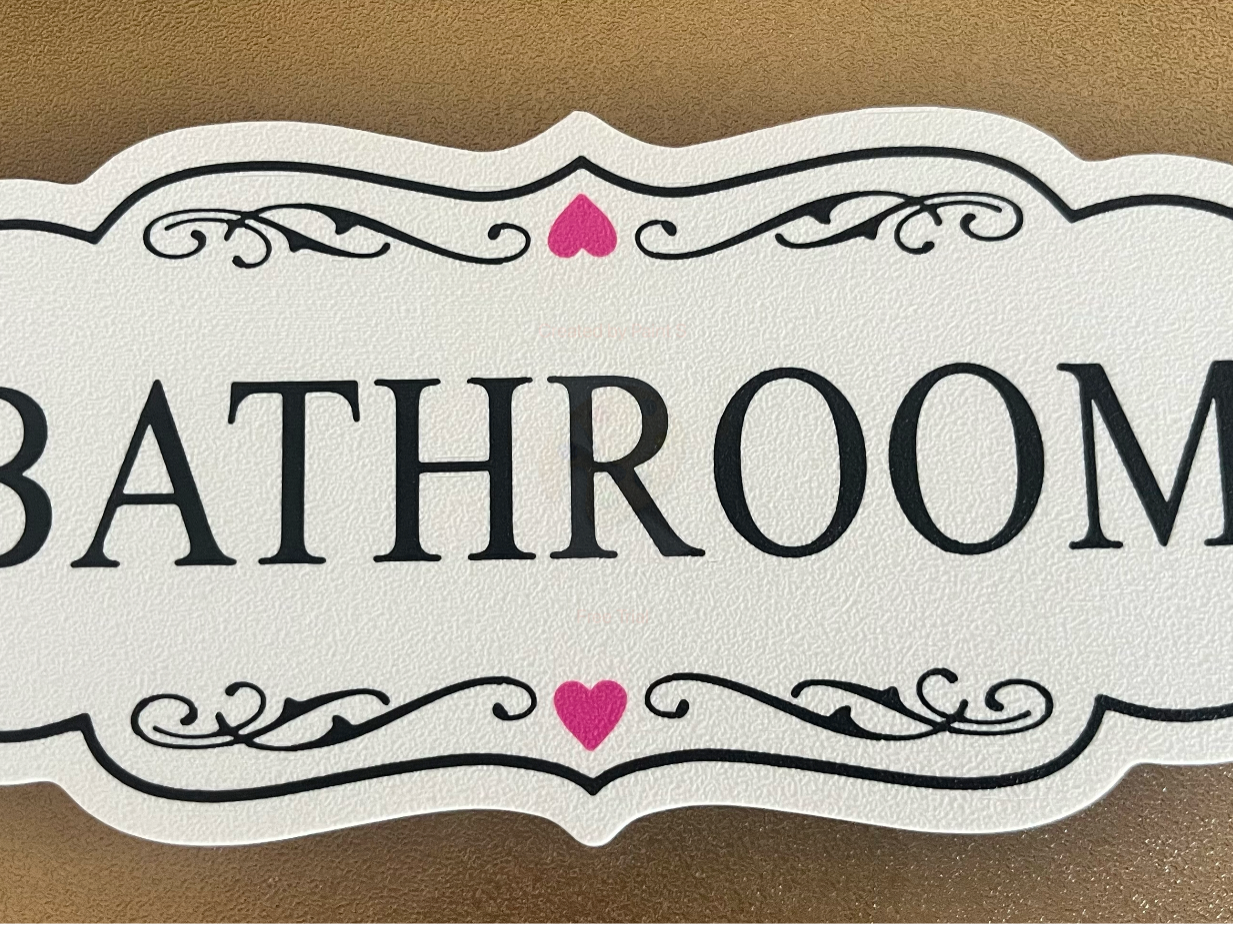 bathroom decoration with inscription