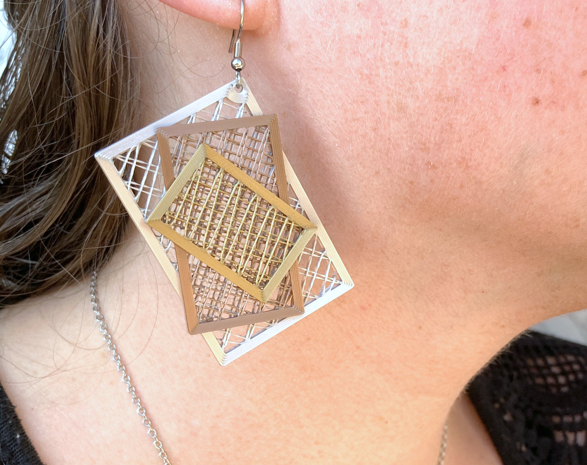 Infill Stacked Rectangle Earrings