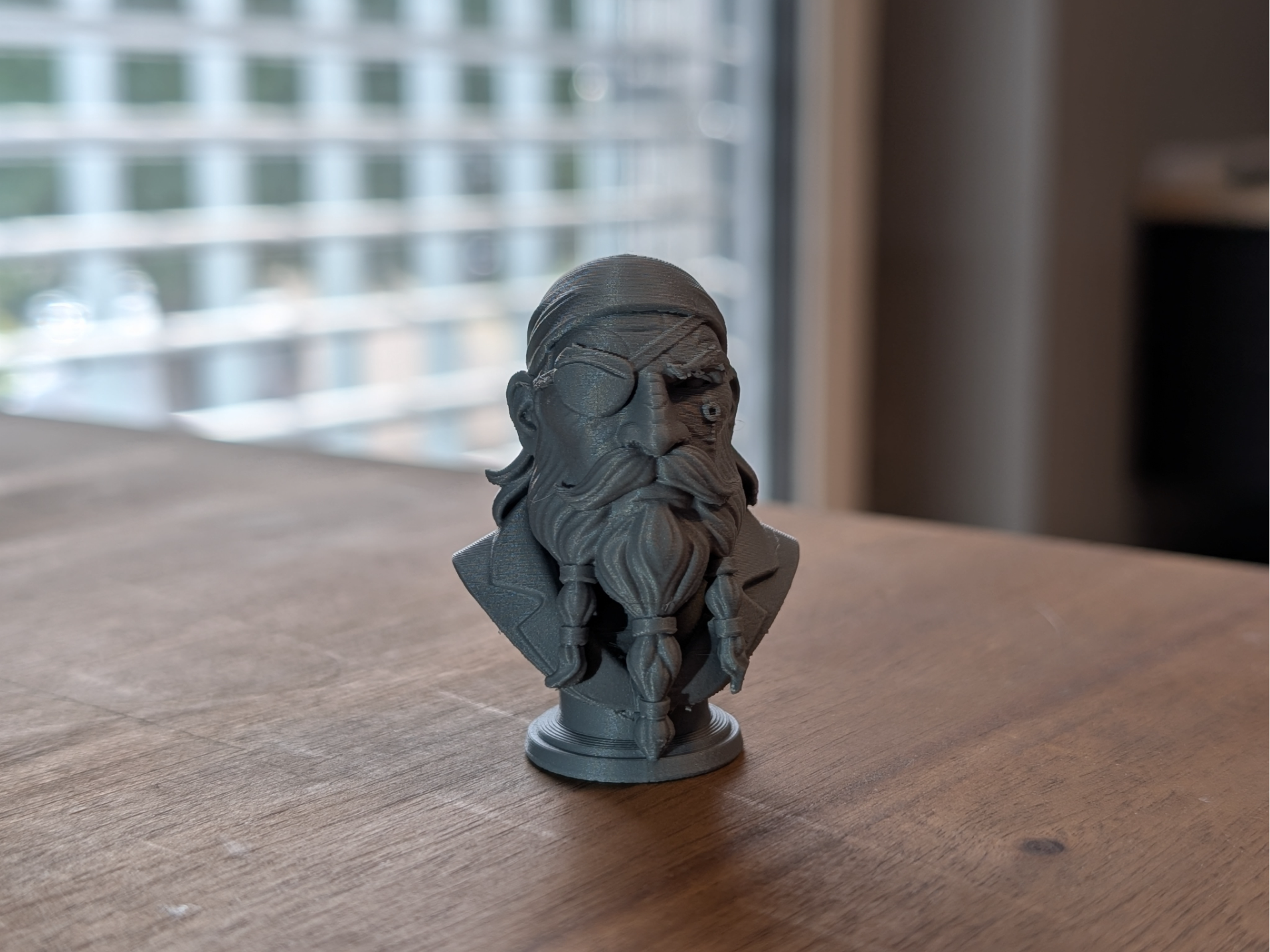 Bearded Pirate Bust – Eyepatch & Braids