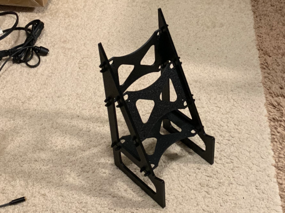 Near-vertical mixer stand