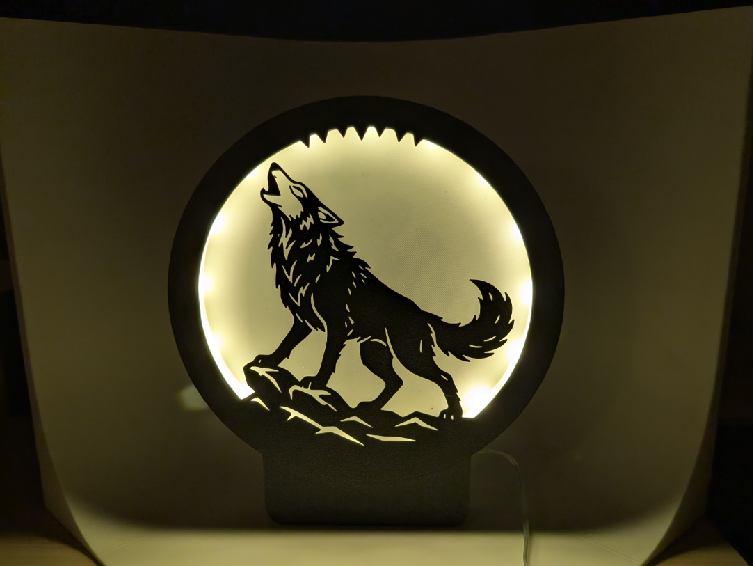 LED Silhouetten Lampe Heulender Wolf