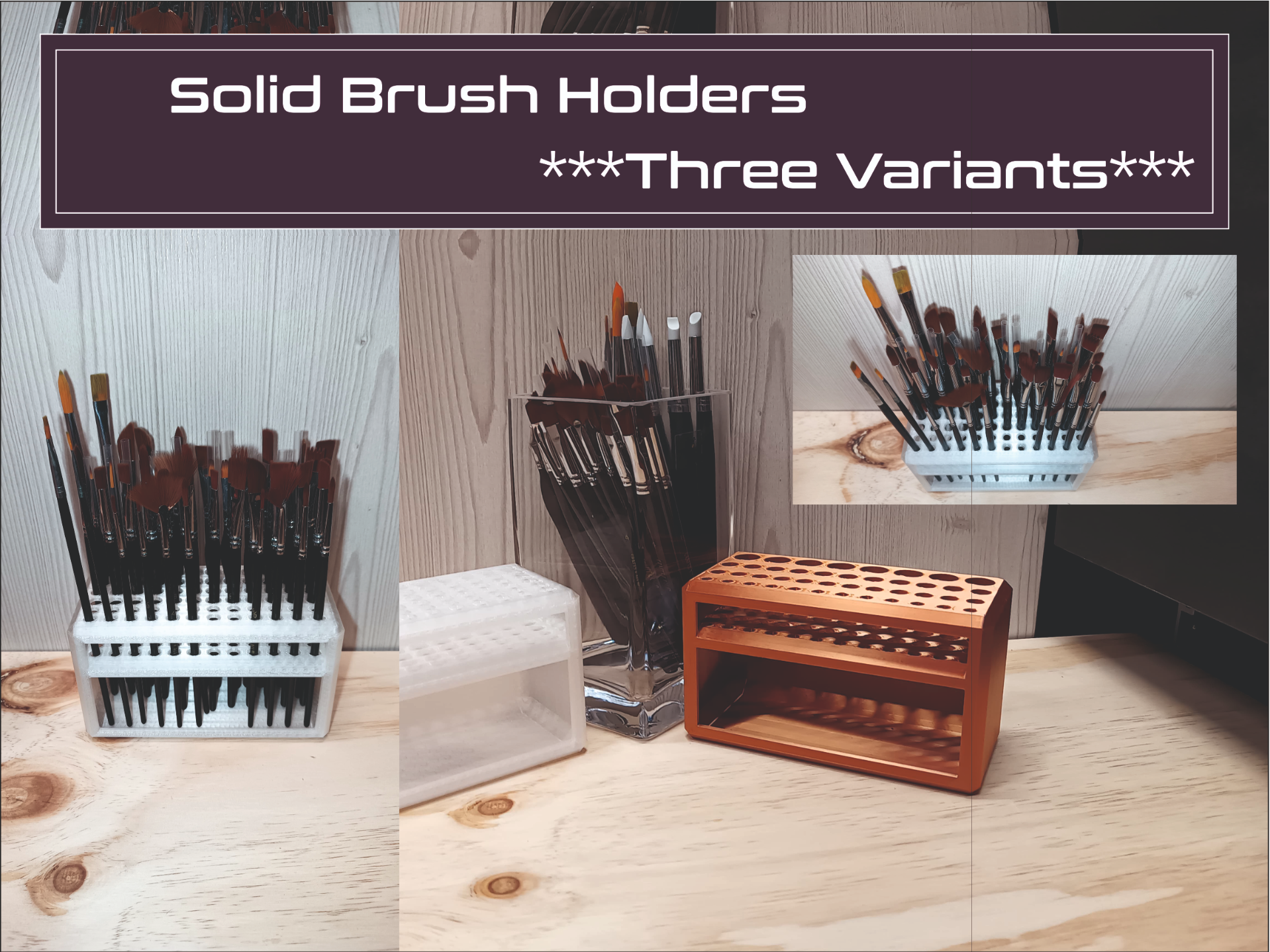 Solid Brush Holders in Three Variants