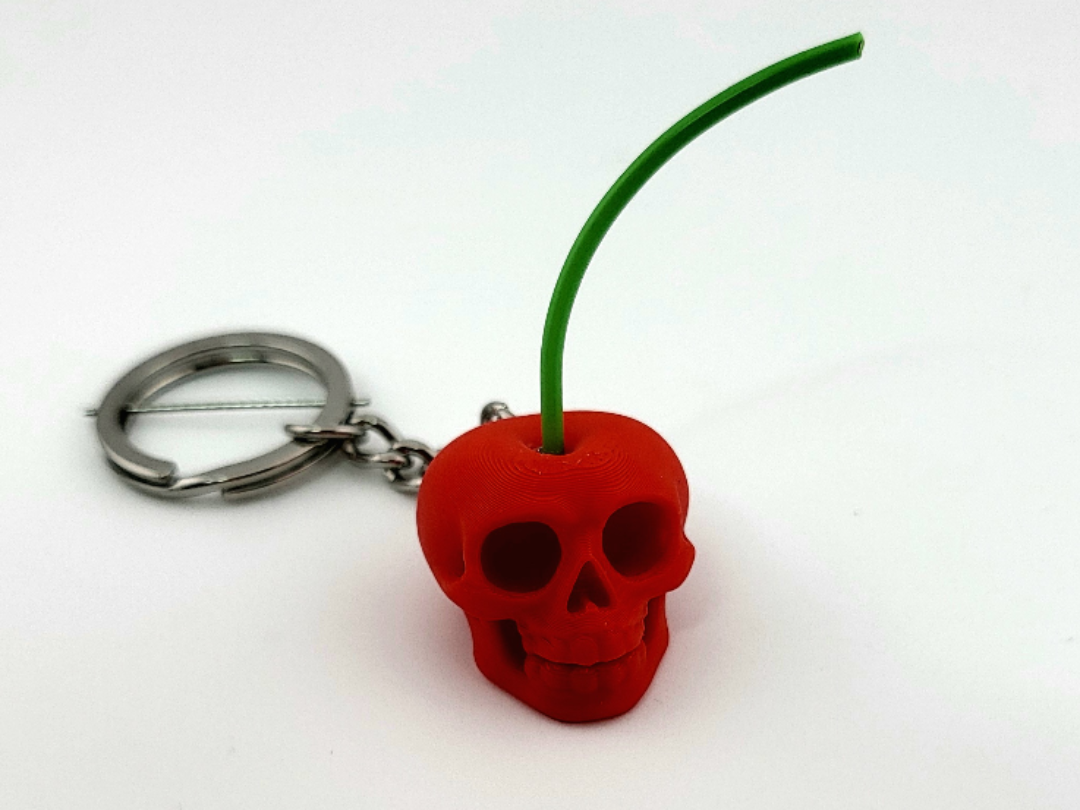 Kawaii Cherry Skull Keychain