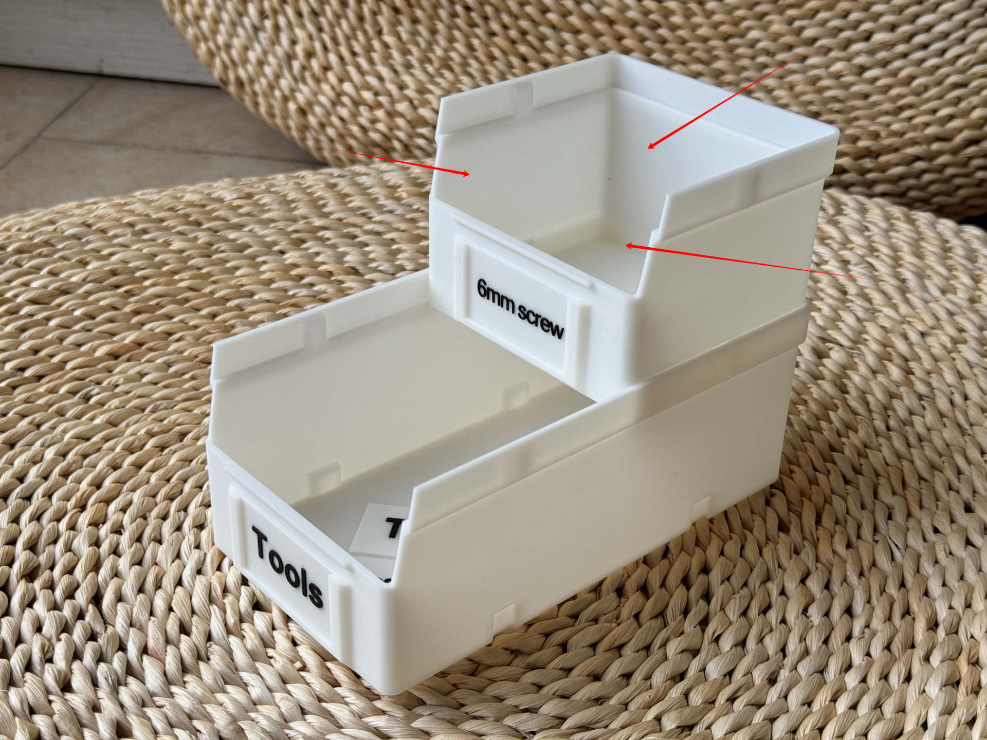 Half sized interchangeable label stackable box
