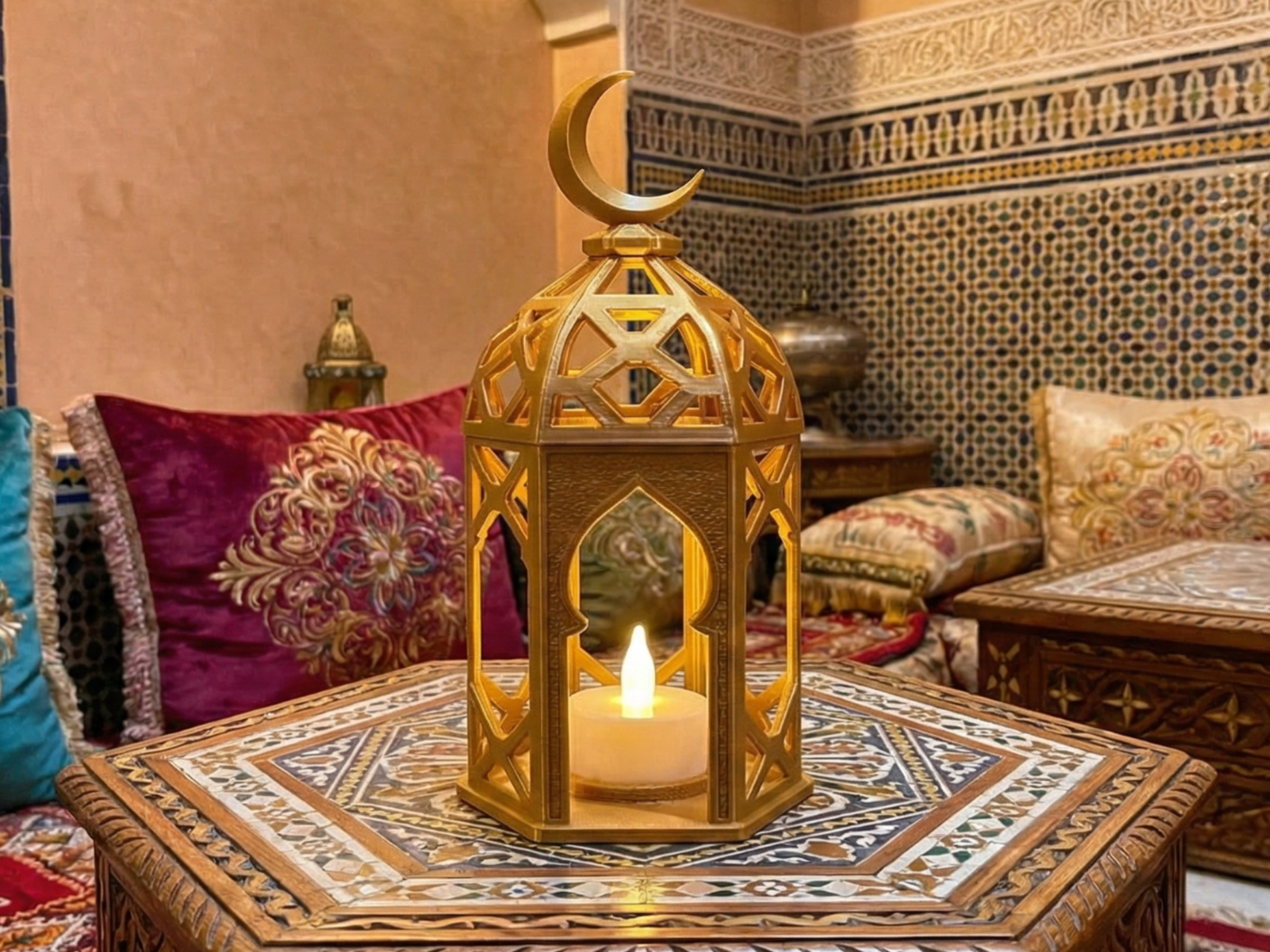 Ramadan Laterne & Teelichthalter mit Halbmond