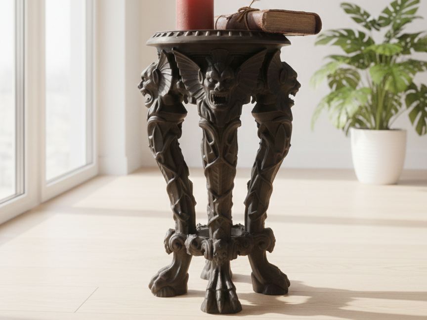 Gothic Gargoyle Pedestal: The Dark Guardian