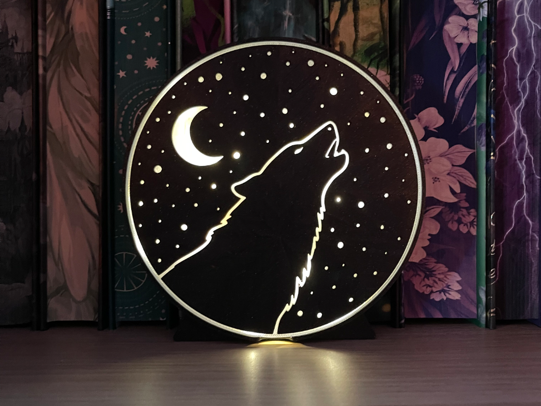 Cosmic Wolf – Light-Up Book Nook / Lantern