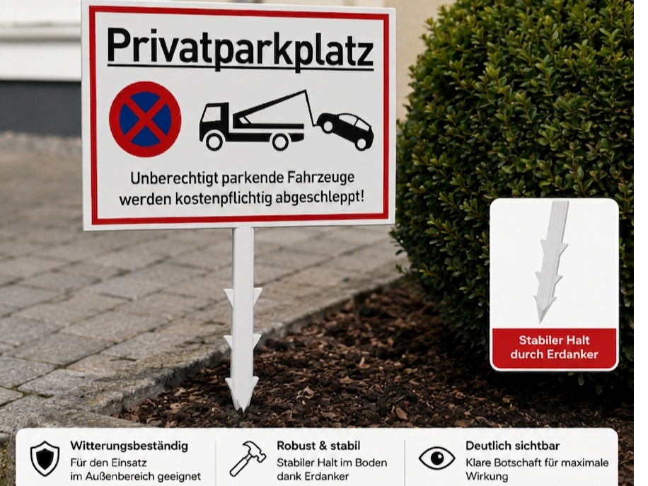 Private Parking Warning Sign with Ground Stake