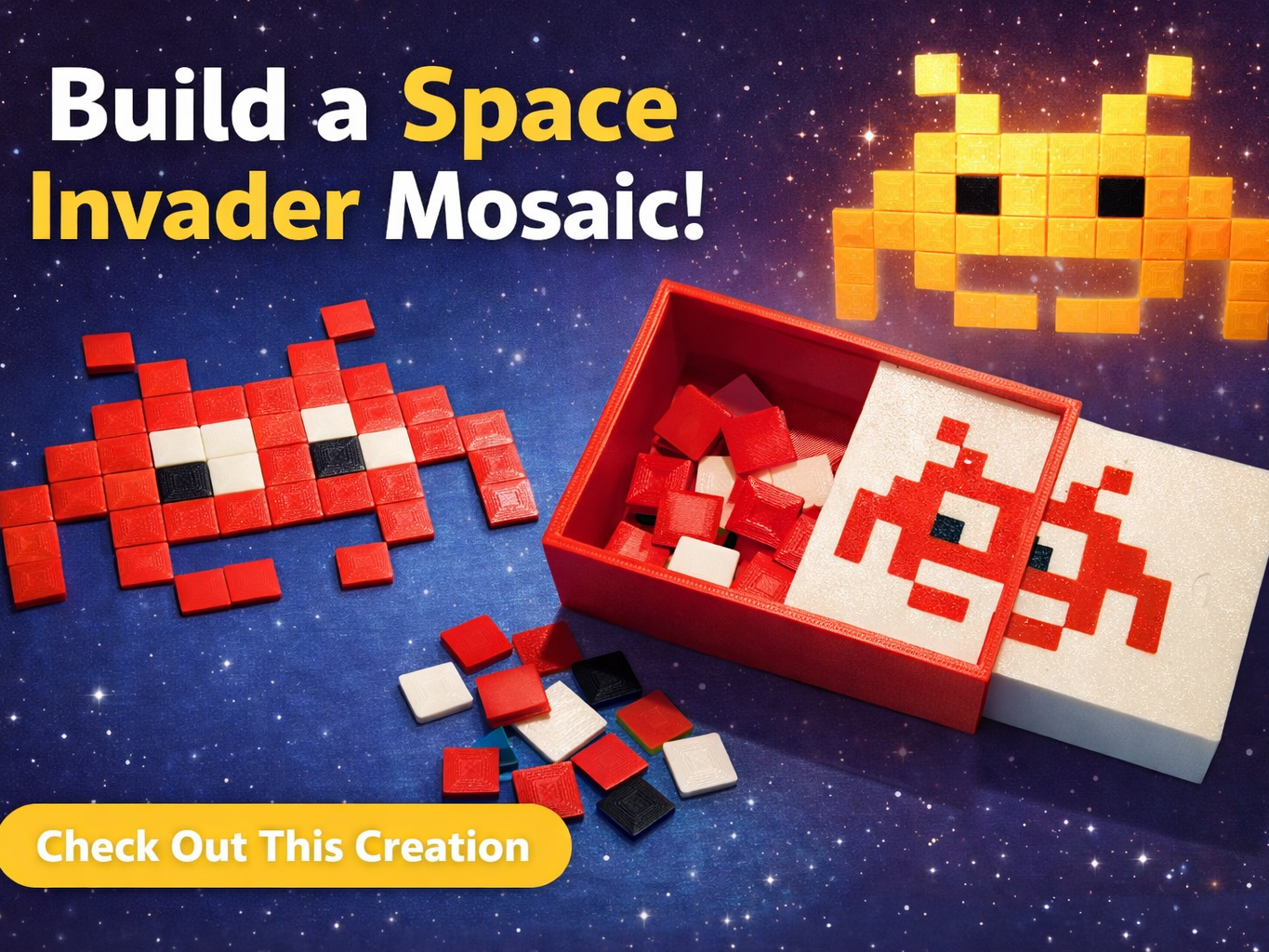 Pixel Pop Culture Mosaic Kit – Space Invader