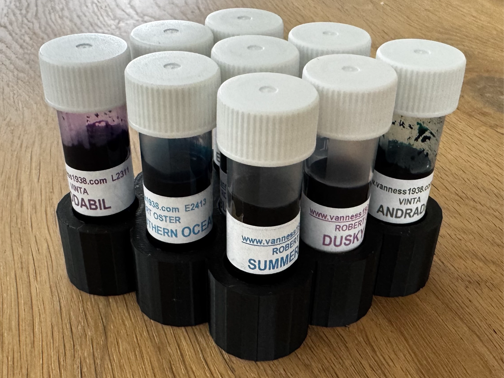 Ink sample vial holder