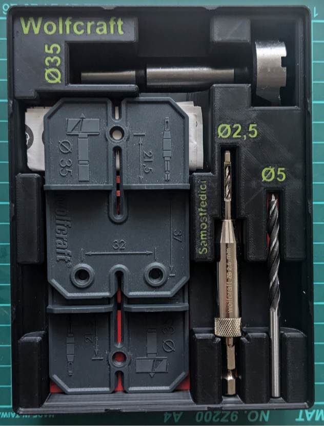 Gridfinity 4x3x6U box for Wolfcraft templates